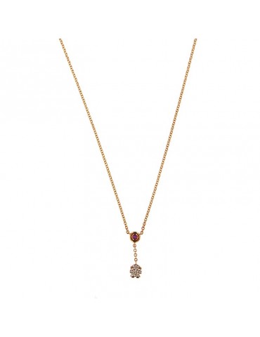 Buonocore Necklace - in 18k Rose Gold with Baby Girl Pendant and Natural Diamonds 0.07 ct - 0