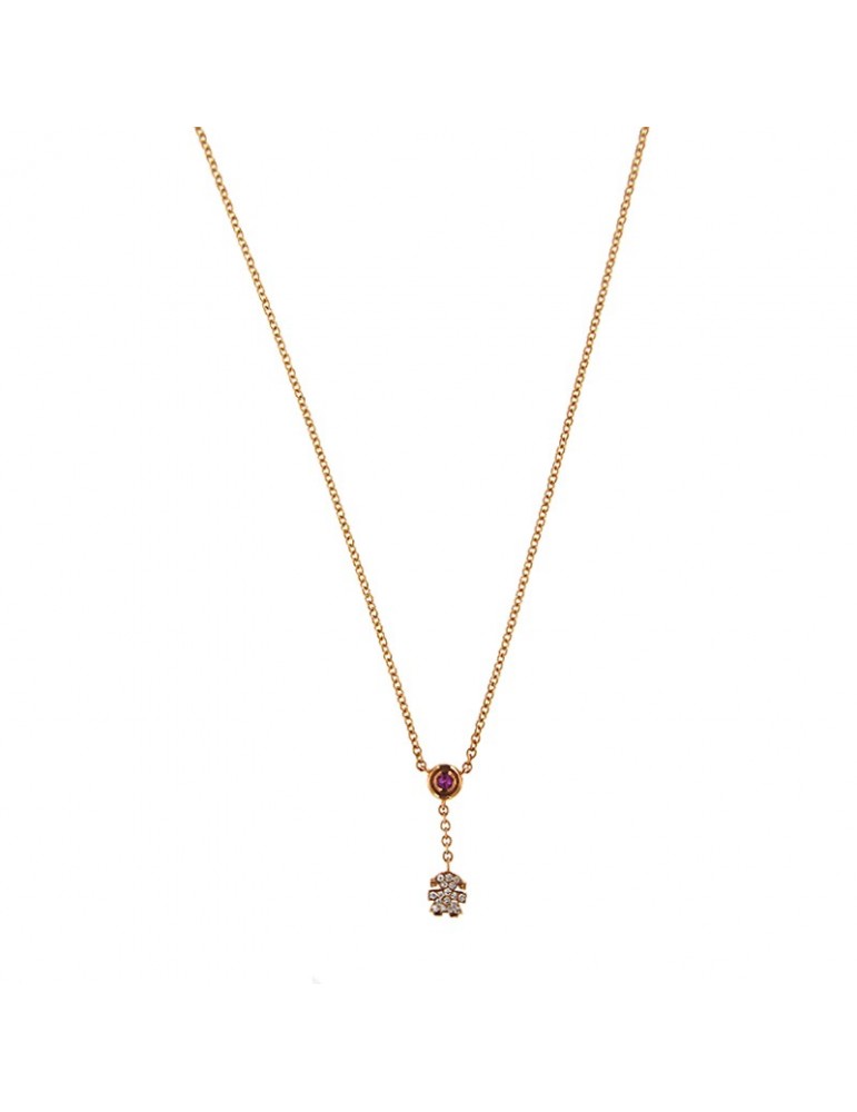 Collana Buonocore - Oro Rosa 18 carati - Pendente Bimba - Diamanti - 349C02MP