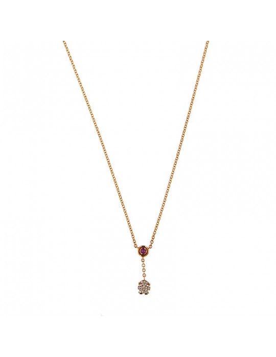 Buonocore Necklace - in 18k Rose Gold with Baby Girl Pendant and Natural Diamonds 0.07 ct - 0
