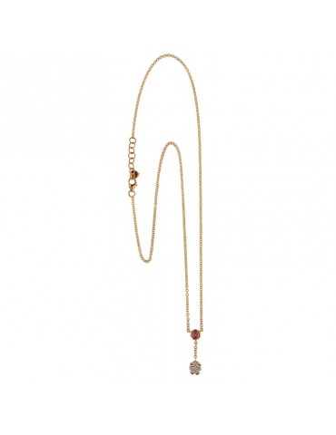 Buonocore Necklace - in 18k Rose Gold with Baby Girl Pendant and Natural Diamonds 0.07 ct - 0 2