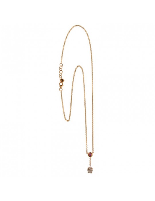 Buonocore Necklace - in 18k Rose Gold with Baby Girl Pendant and Natural Diamonds 0.07 ct - 0
