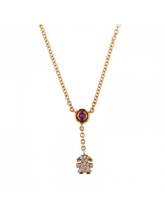 Collana Buonocore - Oro Rosa 18 carati - Pendente Bimba - Diamanti - 349C02MP
