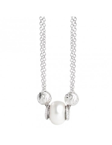 BOCCADAMO NECKLACE DOUBLE WIRE WITH PEARL SWAROVSKI WHITE - 0