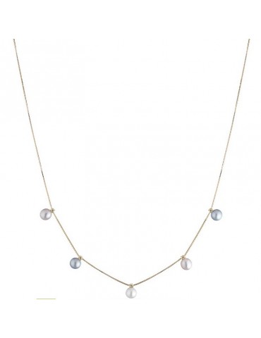 Lelune Necklace - Classic in 18K Yellow Gold with 4-4.5mm Multicolor Freshwater Pearls - 0