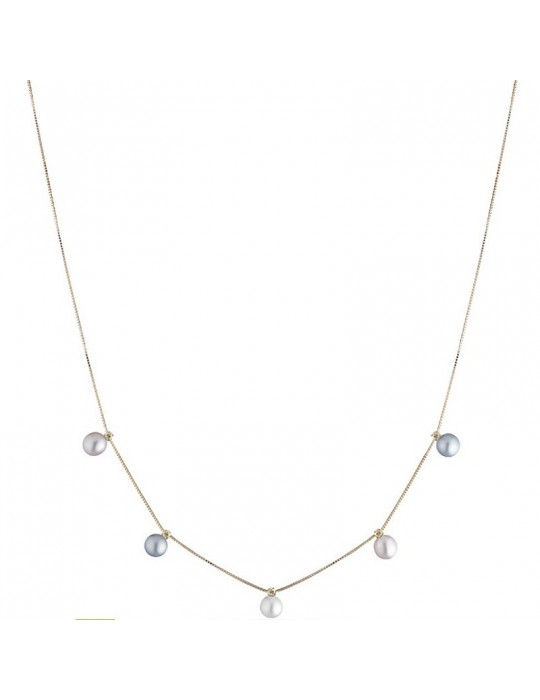 Lelune Necklace - Classic in 18K Yellow Gold with 4-4.5mm Multicolor Freshwater Pearls - 0