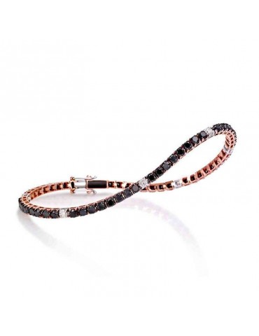 Bracciale Tennis Crieri - Lucciole - Oro Rosa - Diamanti Neri - Diamanti Bianchi - 19 centimetri - BTELCK360LWS190