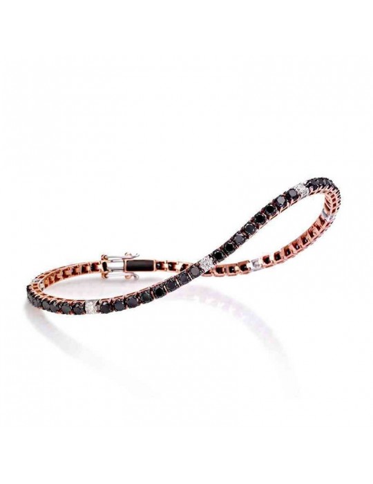 Bracciale Tennis Crieri - Lucciole - Oro Rosa - Diamanti Neri - Diamanti Bianchi - 19 centimetri - BTELCK360LWS190
