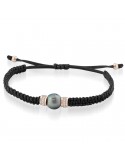 Lelune Bracelet - Glamor BlackMoon with Black Cord and Tahitian Pearl 9-10mm - 0