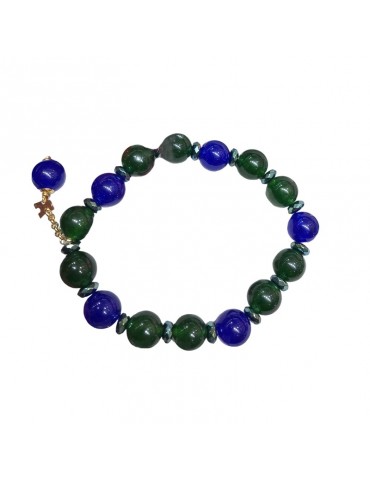 Bracciale Rajola - Viola con Giada Verde Blu ed Ematite Verde - 0
