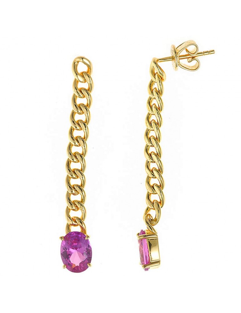 Salvatore Plata earrings - Nefer -Gold-Chain-Cubic Zirconia-211A0134
