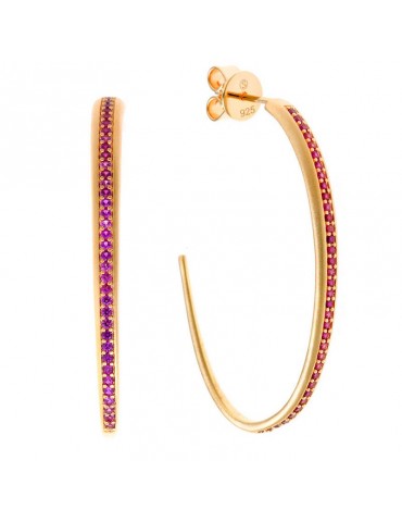 Salvatore Plata-Life earrings in Gold-Circle-Ruby Crystals-256A0087