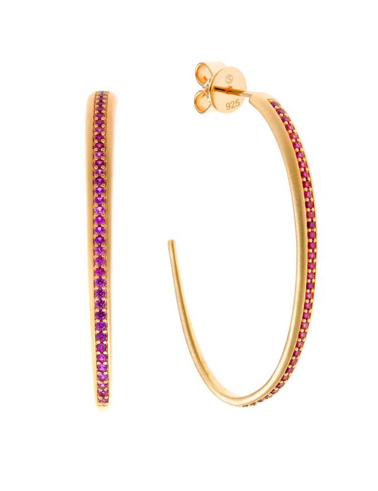 Salvatore Plata-Life earrings in Gold-Circle-Ruby Crystals-256A0087
