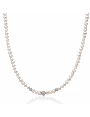 Collana Miluna - Boule e Fantasia - Perle Freshwater - Tre Boules Puntinate - PCL1839V