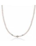 Miluna Women's Necklace - Boule and Fantasy with Freshwater Pearls and Three Dotted Boules - 0