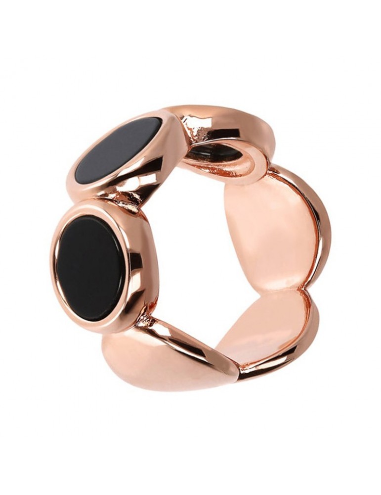 Anello Bronzallure - Alba - Rose Gold -Dischi-Onice Nero-WSBZ01756BO16