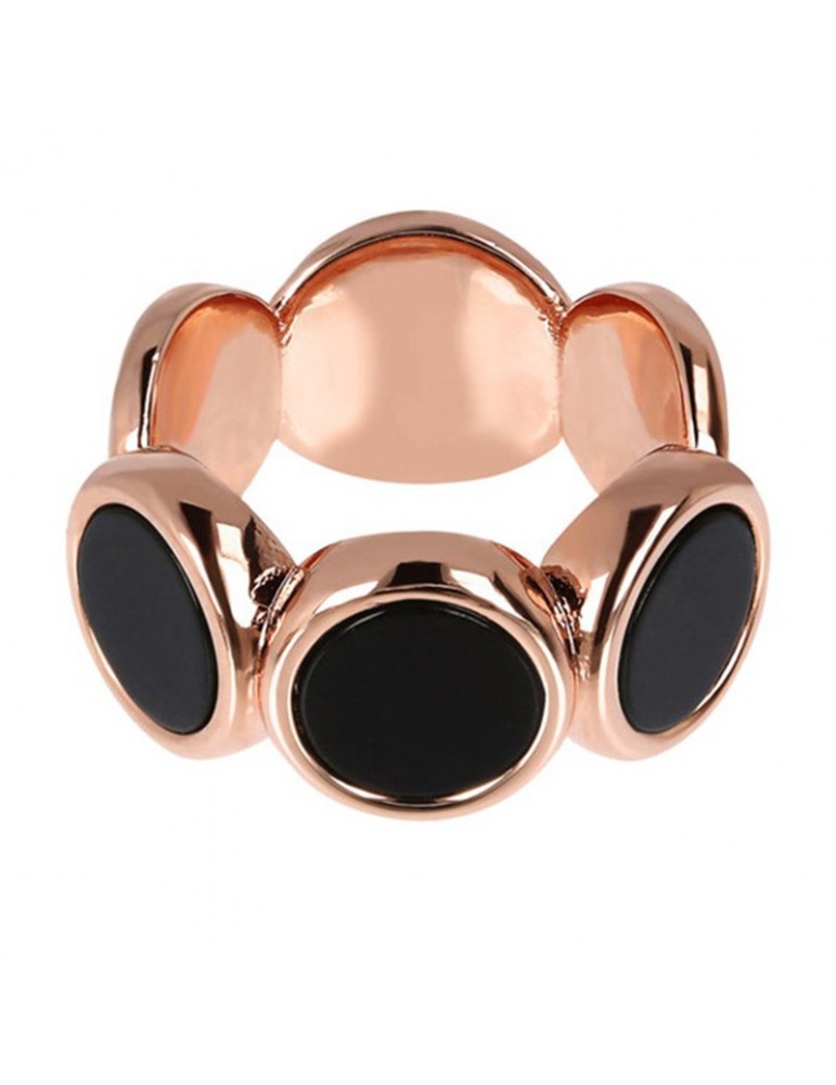 Anello Bronzallure - Alba - Rose Gold -Dischi-Onice Nero-WSBZ01756BO16