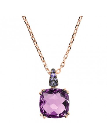 Bronzallure Necklace-Preziosa-Rolò Chain-Prisma Gem Viola-WSBZ02180.AM