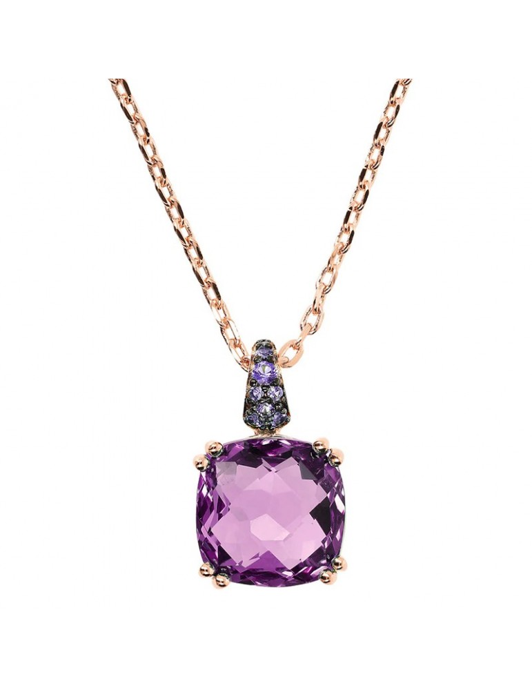 Bronzallure Necklace-Preziosa-Rolò Chain-Prisma Gem Viola-WSBZ02180.AM