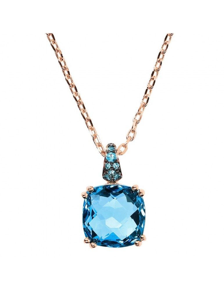 Bronzallure Necklace-Preziosa-Rolò Chain-Prisma Gem Blue-WSBZ02180.BLUE