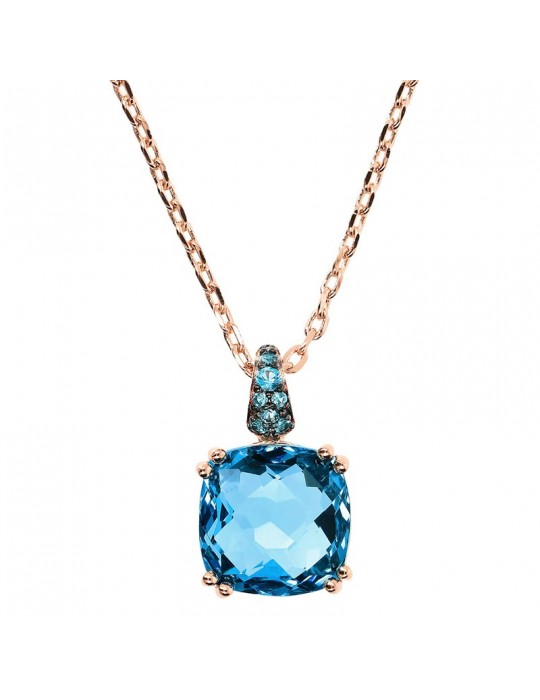 Bronzallure Necklace-Preziosa-Rolò Chain-Prisma Gem Blue-WSBZ02180.BLUE