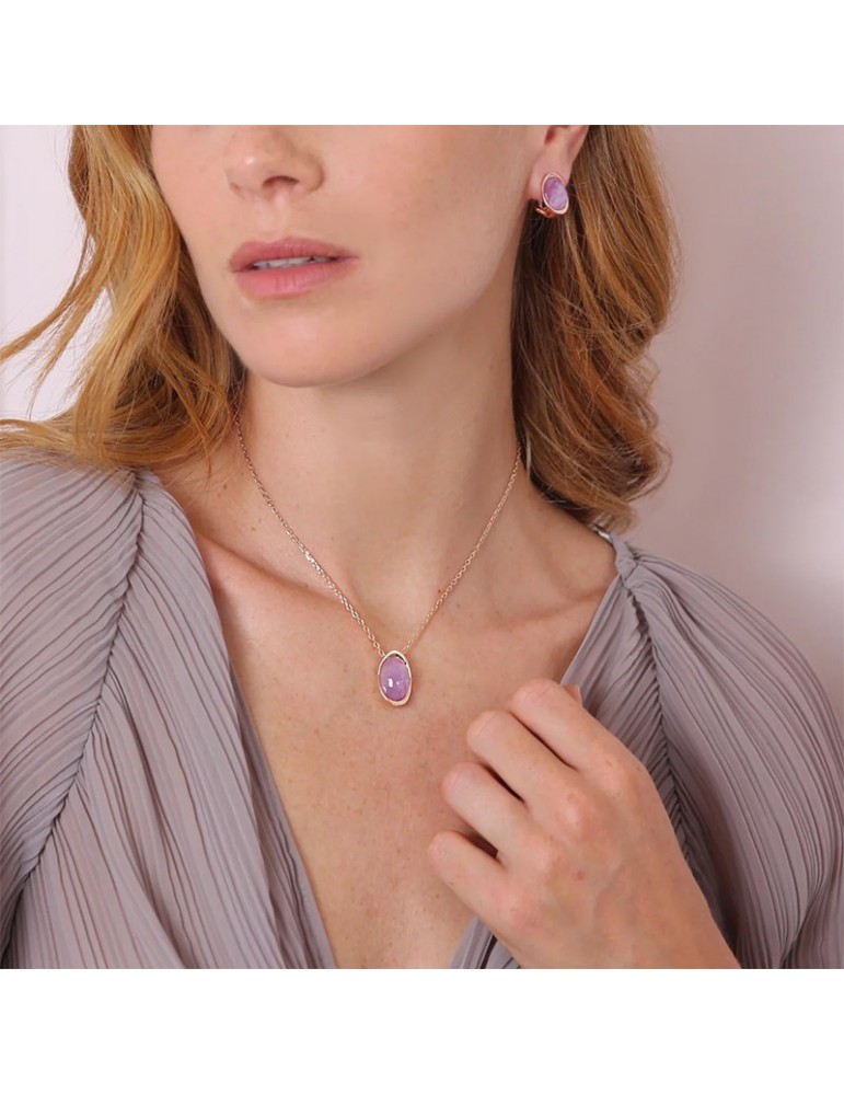 Bronzallure Necklace -Felicia-Rose Gold-Pendant-Amethyst-WSBZ02149.AML