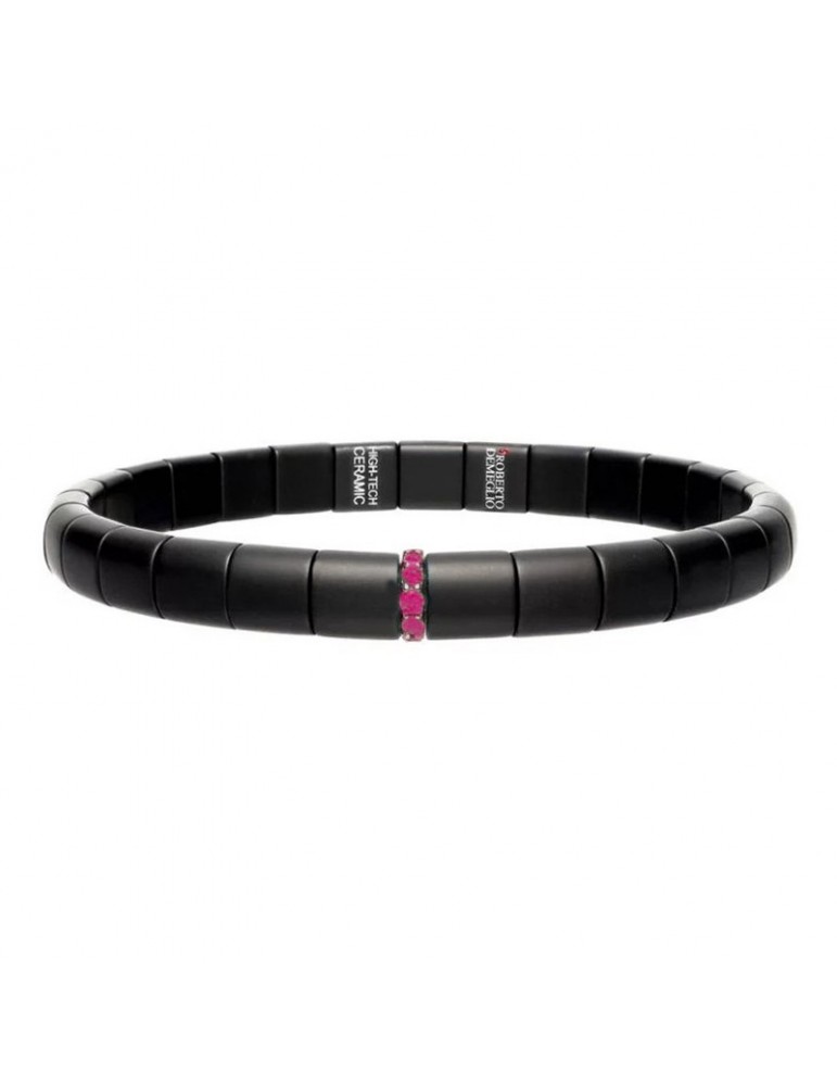 Roberto Demeglio Bracelet - Pura in Satin Black Ceramic with Rubies 0.08 ct - 0