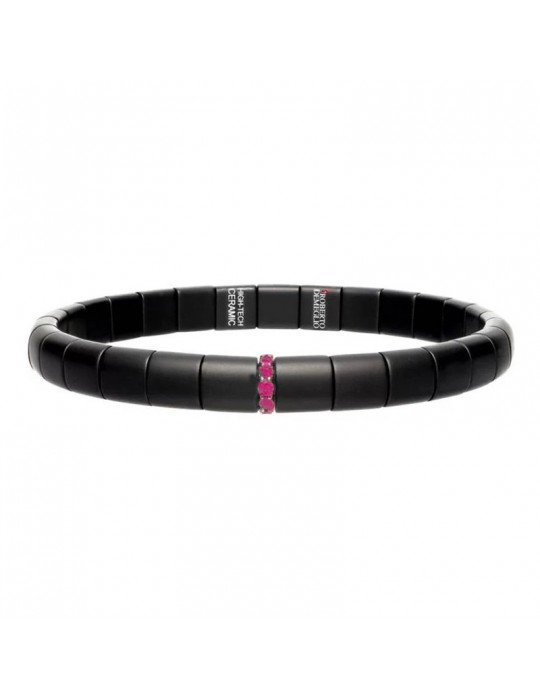 Roberto Demeglio Bracelet - Pura in Satin Black Ceramic with Rubies 0.08 ct - 0