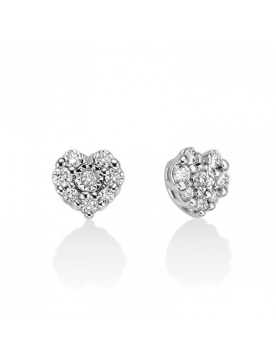 Miluna Earrings - Premium Diamonds Heart in 18 White Gold with Natural Diamonds - 0