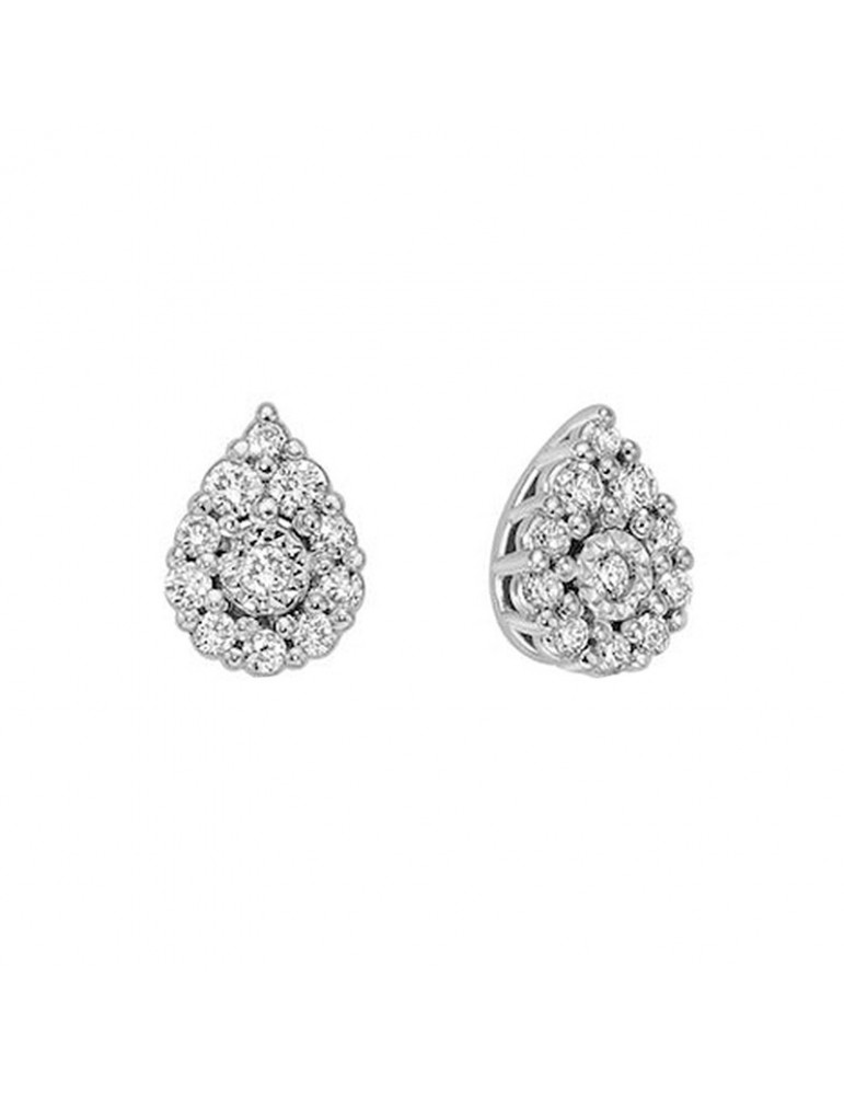 Boucles D'Oreilles Goutte – Quartz Blanc Et Zircons – Argent 925 Plaqué Or – Fermoir Monachella – Neuf Sans Emballage