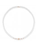 Collana Lelune - Young con Perle Freshwater 5,5-6mm e Sfere in Oro Rosa 18 carati Puntinato - 0