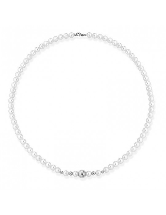 Collana Lelune - Young - Perle Freshwater 5,5-6mm - Sfere - Oro Bianco - LLNK294