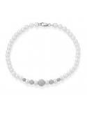 Lelune - Young Bracelet with 4.5-5mm Freshwater Pearls and Dotted 18k White Gold Spheres - 0