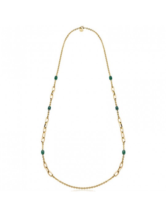 Unoaerre necklace - Long - Gold - Forzatina chain - Malachite - 10EXH0024G-1AR