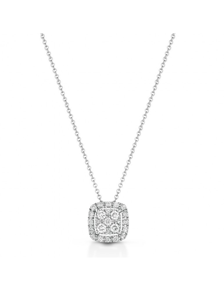 Lelune Diamonds Necklace - in 18k White Gold with Square Pendant and Natural Diamonds 0.28 ct - 0