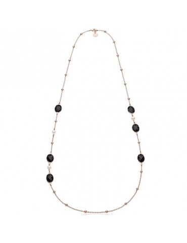 Collana Unoaerre - Chanel - Lunga - Cristalli Neri - Perle - 14EXH0044