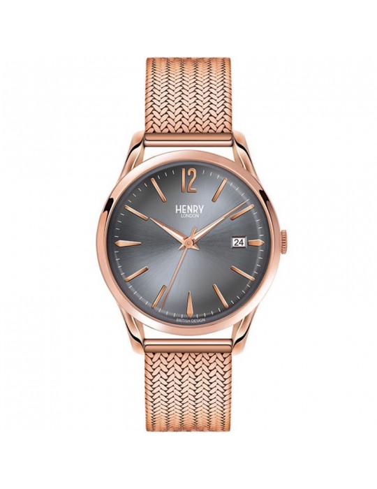 Orologio Henry London - Finchley - Rose Gold - 39mm - Grigio-HL39M0118
