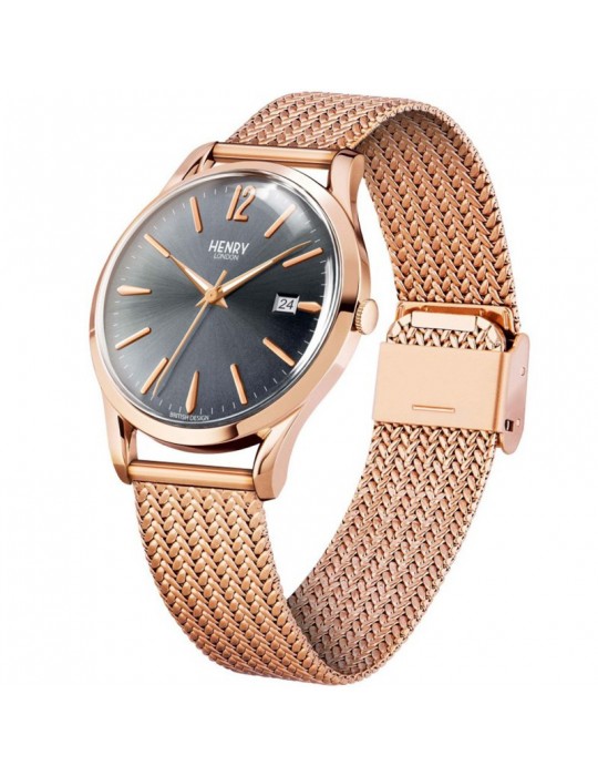 Orologio Henry London - Finchley - Rose Gold - 39mm - Grigio-HL39M0118