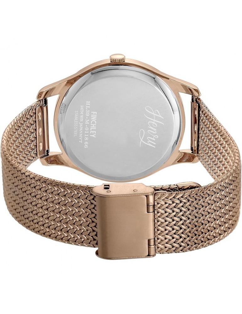 Henry London Watch - Finchley - Rose Gold - 39mm - Grey-HL39M0118