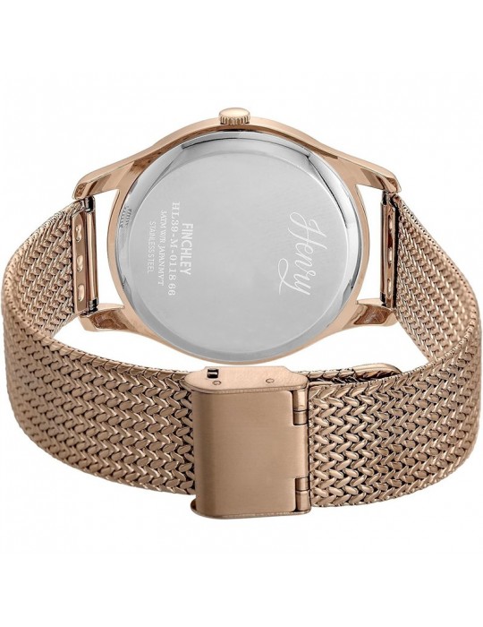 Orologio Henry London - Finchley - Rose Gold - 39mm - Grigio-HL39M0118