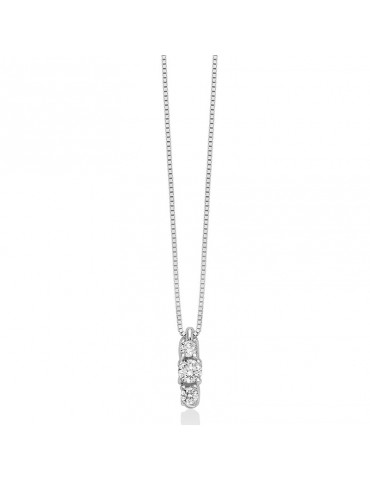 Miluna Necklace - Premium Diamonds Trilogy in 18 White Gold with Natural Diamonds - 0