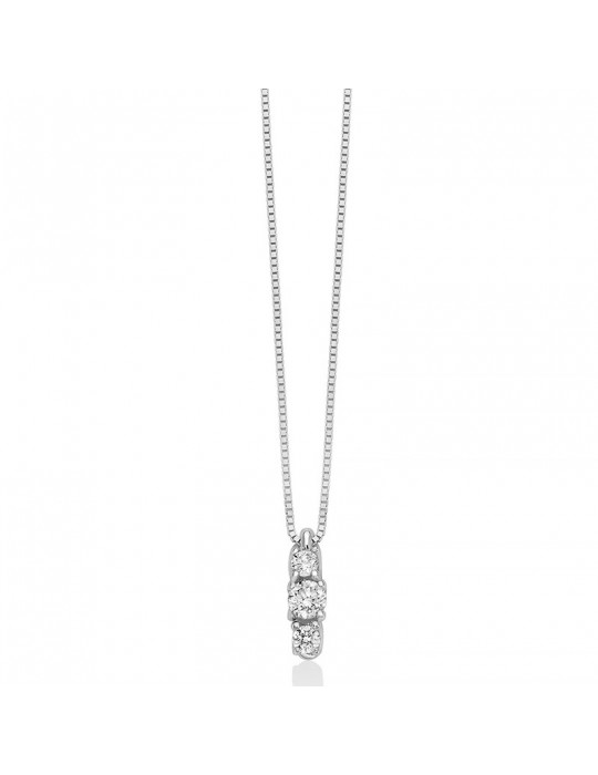 Miluna Necklace - Premium Diamonds Trilogy in 18 White Gold with Natural Diamonds - 0