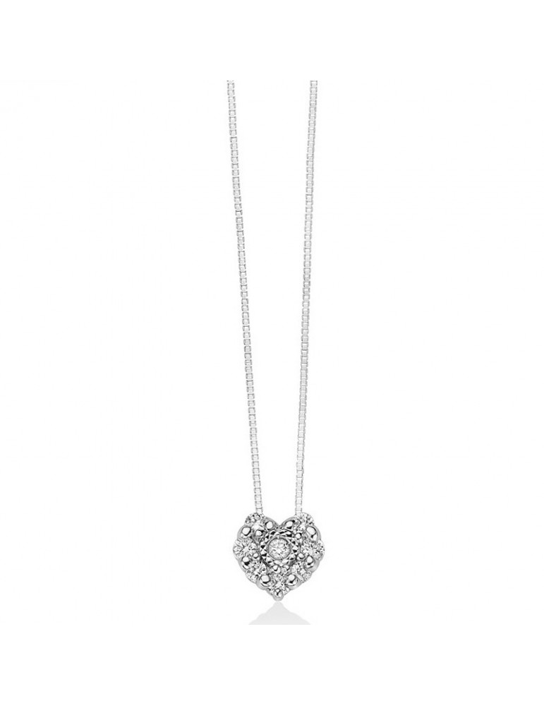 Collana Miluna - Pendente Cuore - Oro Bianco 18 - Diamanti - CLD4573