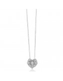 Miluna Necklace - Premium Diamonds Heart Pendant in 18 White Gold with Natural Diamonds - 0