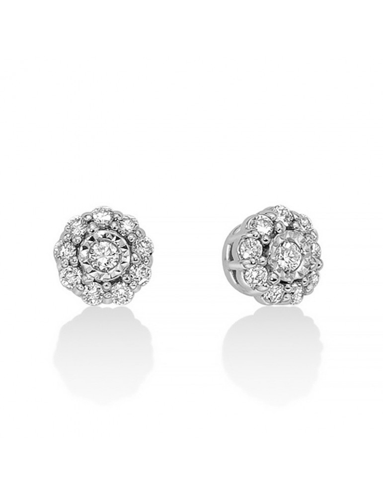 Miluna Earrings - Premium Diamonds Light Point Round in 18 White Gold with Natural Diamonds - 0