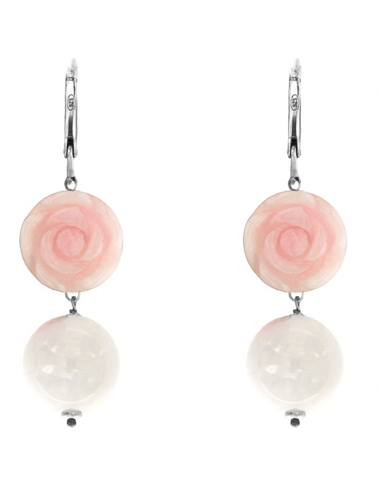 Miluna Earrings - Pendants - Rose Quartz - Flower - Jade - ERD2017