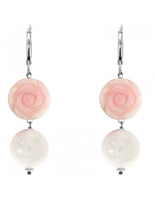 Miluna Earrings - Pendants - Rose Quartz - Flower - Jade - ERD2017