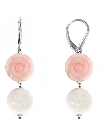 Orecchini Miluna - Pendenti - Quarzo Rosa - Fiore - Giada - ERD2017 2