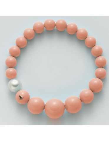 Miluna Bracelet - Freshwater Pearl - Pink Coral Agglomerate-PBR2392