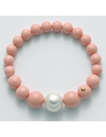 Bracciale Miluna - Perla Freshwater - Agglomerato Corallo Rosa-PBR2564