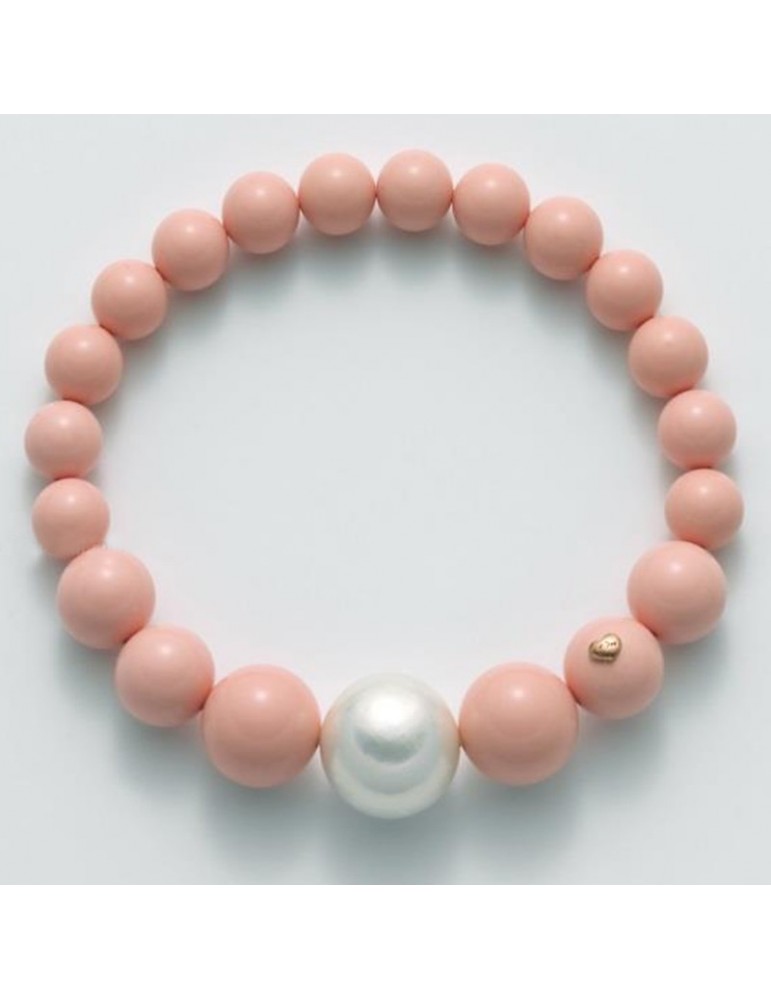 Miluna Bracelet - Freshwater Pearl - Pink Coral Agglomerate-PBR2564